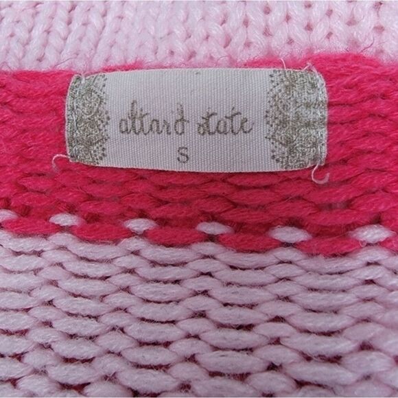 Altar'd State Colorblock Striped Crochet V- Neck Sweater Size Small Relaxed Fit - Picture 11 of 13